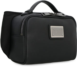 DOLCE & GABBANA Black Leather Belt Handbag with Logo for Men - FW23 Collection