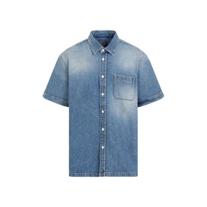 男士藍色棉短袖襯衫 - SS24系列