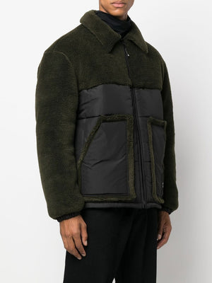 AMBUSH Green Eco-Shearling Jacket for Men with Technical Fabric Inserts and Adjustable Drawstring Hem