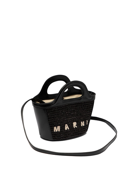 MARNI Stylish Black Tropical-Inspired Handbag for Women