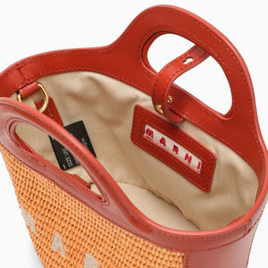 MARNI Brown Leather and Raffia Handbag for Women