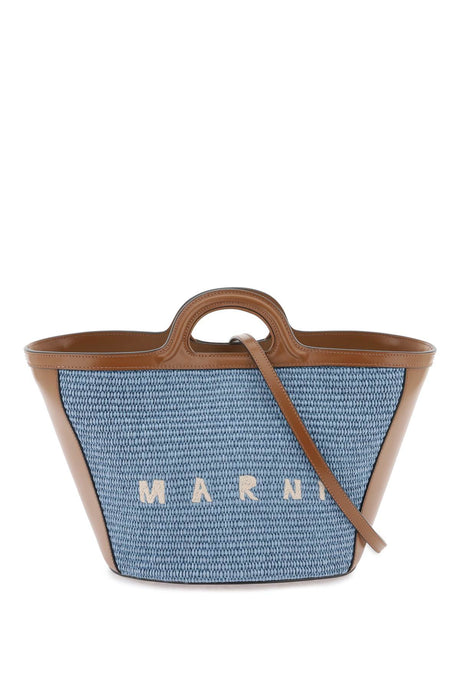 MARNI Women's Navy Tropicalia Mini Handbag with Leather Accents - SS24