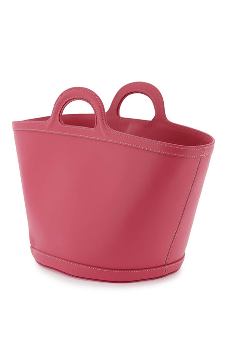 MARNI Pink Leather Mini Tropicalia Bucket Handbag with Gold Hardware and Adjustable Strap