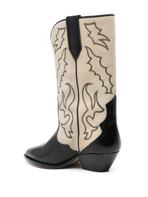 Black and White Leather Boots for Women