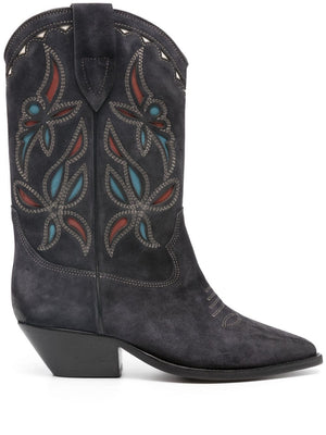 ISABEL MARANT Sleek Western Style Faded Black Leather Boots for Women