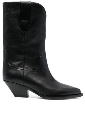 Dahope 50mm Black Leather Mid Heel Boots for Women by Isabel Marant