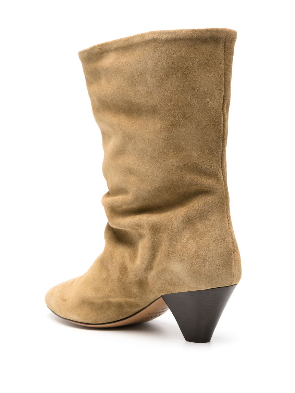 ISABEL MARANT Slouch-style Gray Suede Boots for Women with Calf Leather Lining and Stacked Heel