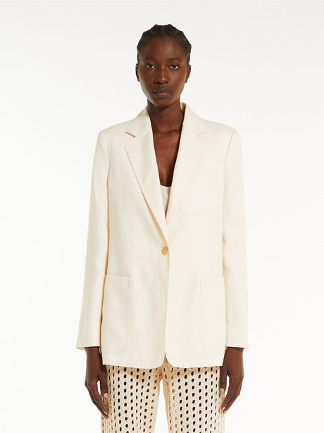 MAX MARA Stylish and Sophisticated White Linen Blazer for Women