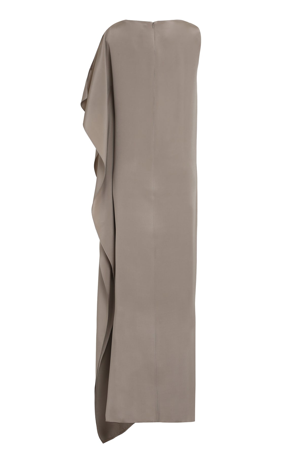Elegant Grey Crepe-of-Chine Gown with Draped Detail for Women (from SS24 Collection)