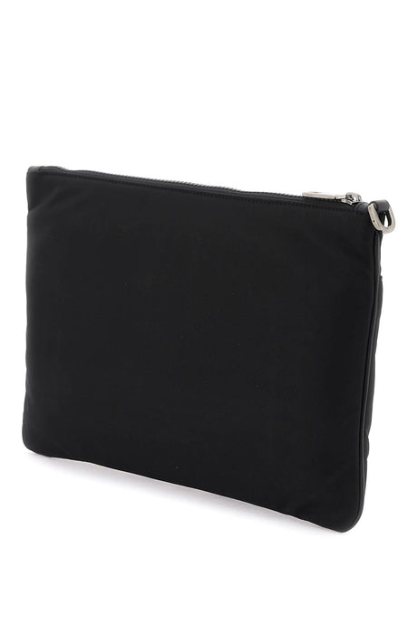 DOLCE & GABBANA Black Nylon Pouch with Contrasting Rubberized Logo