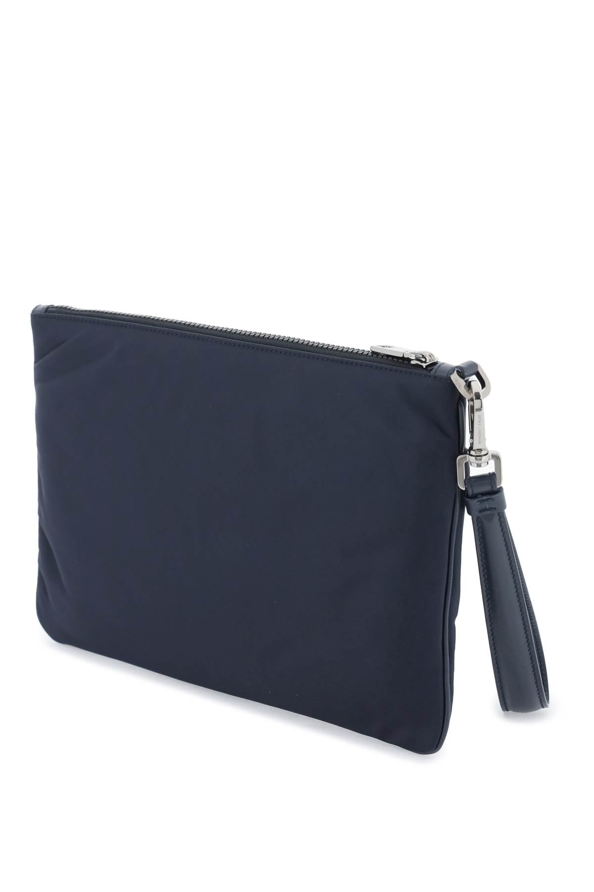 DOLCE & GABBANA Men's Blue Nylon and Leather Clutch - SS24 Collection