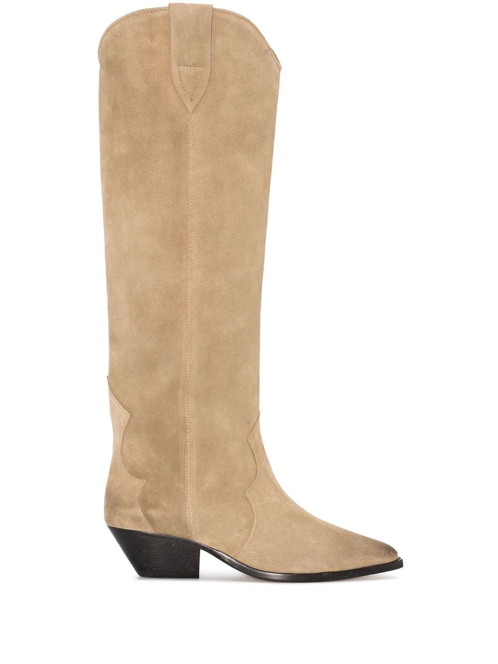 Dove Grey Knee-Length Women's Boots with Cuban Heel