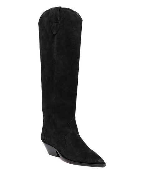 ISABEL MARANT Sleek and Luxurious Black Leather Ankle Boots for Women