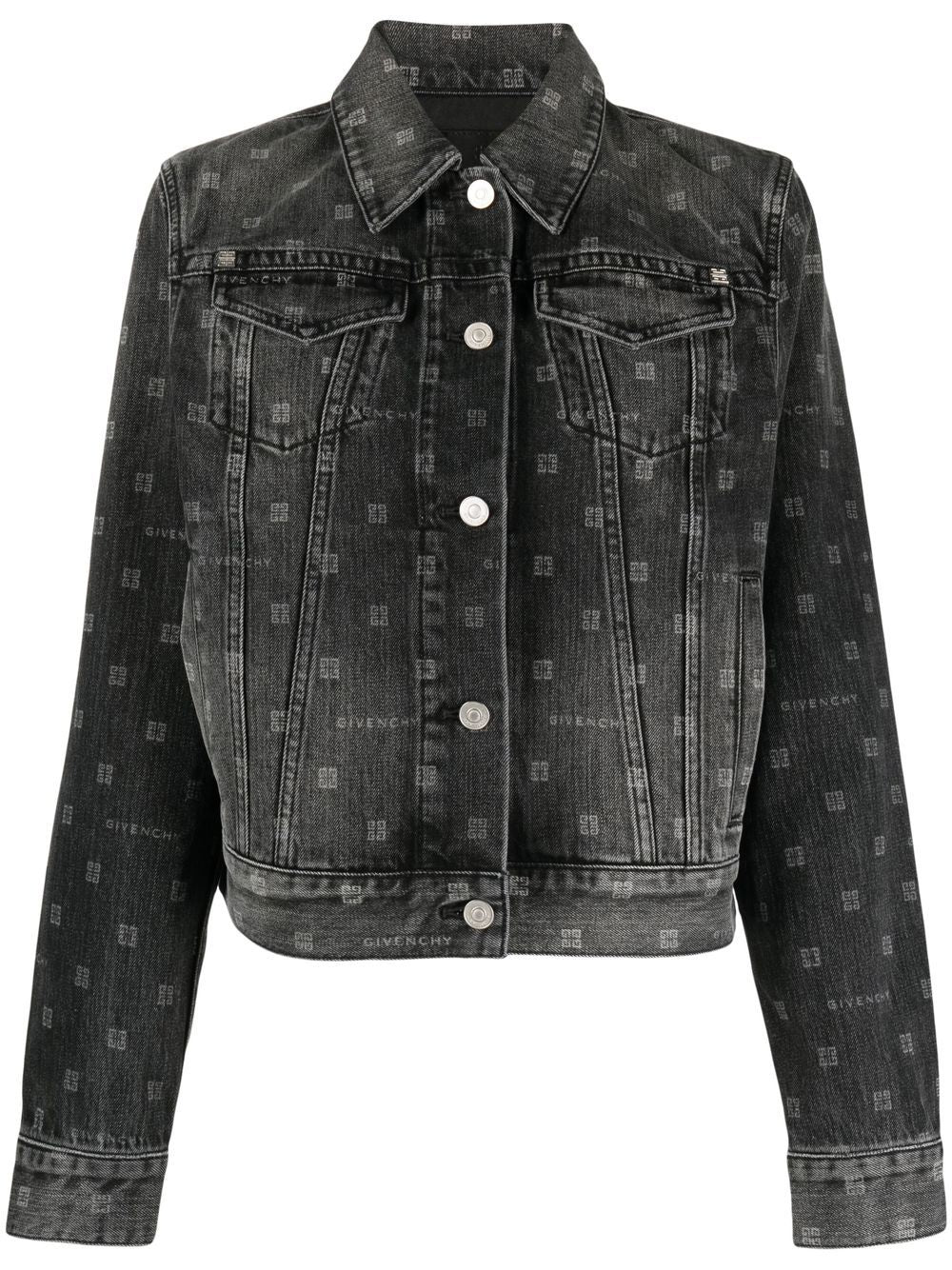 GIVENCHY Black Monogram Denim Jacket for Women - SS23 Collection