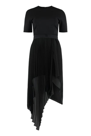 Đầm dài đen xếp ly với viền không đối xứng cho phái nữ