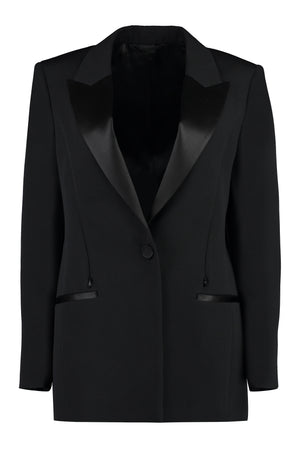 Classy Black Wool Blend Single-Breasted Blazer for Women