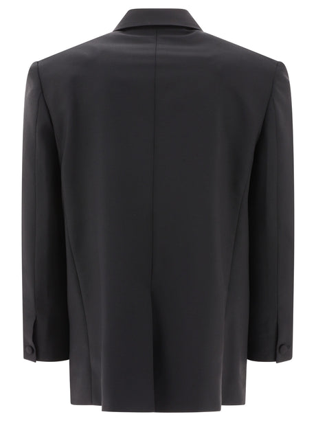 时尚黑色超大双排扣女款外套 - SS24
