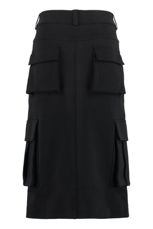 黑色技術面料裙子，女性款，搭配翻蓋口袋 - FW23系列