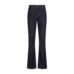 GIVENCHY FW23 Women's Blue Front Split Boot Cut Trousers