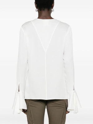 GIVENCHY White Silk Ruffled Blouse for Women - SS24 Collection