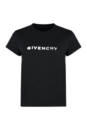 GIVENCHY Black Ribbed Crew-Neck Cotton T-Shirt for Women