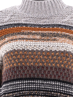 經典灰色條紋羊絨毛針織毛衣- FW22系列