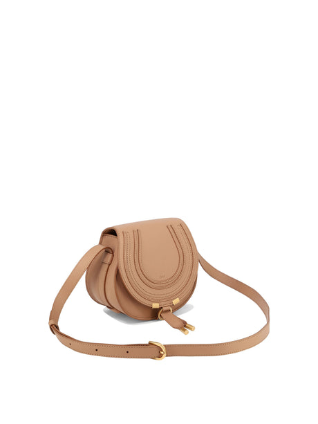 CHLOÉ Tan Leather Mini Marcie Crossbody Bag for Women SS24