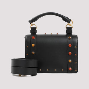 Black Leather Designer Handbag With Top Handle For Women