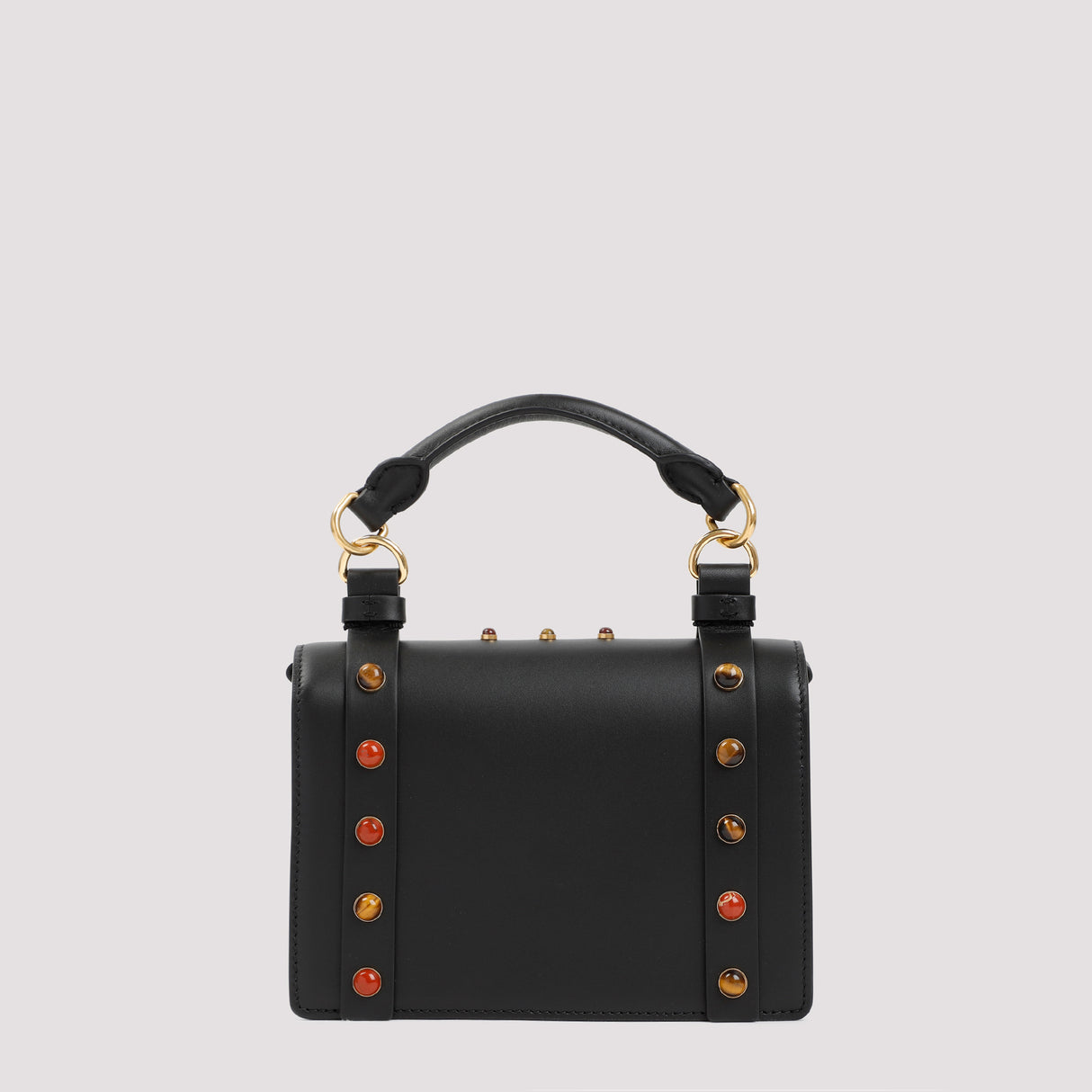 Black Leather Designer Handbag With Top Handle For Women