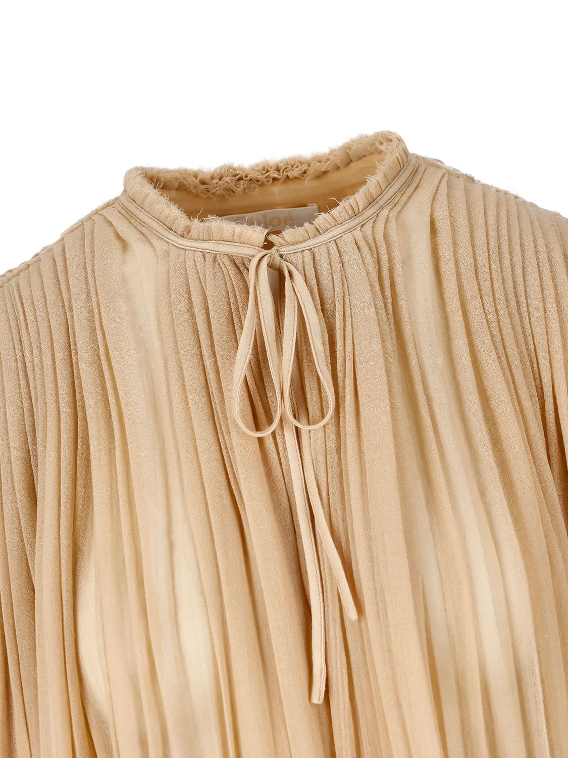 CHLOÉ Barley Pleated Sand Color Women's Top for FW23