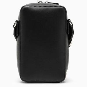 LOEWE Small Black Calfskin Leather Crossbody Bag for Men with Embossed Logo and Adjustable Strap