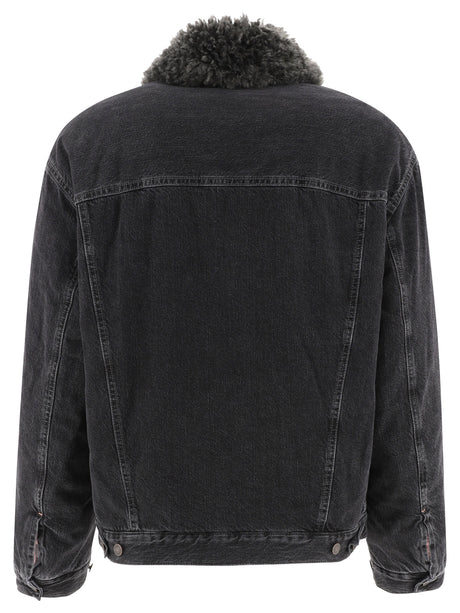 ACNE STUDIOS LINED DENIM JACKET WITH FAUX-FUR COLLAR