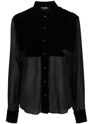 Sleek Silk Semi-Sheer Buttoned Shirt