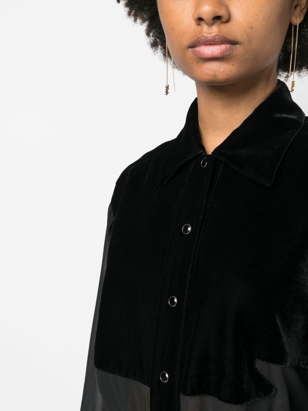 TOM FORD Black Silk Georgette Shirt with Panelled Design and Button Fastening