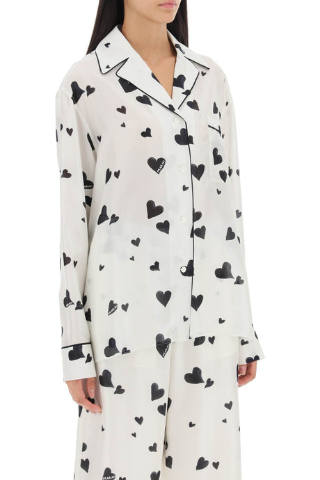 MARNI Women's Bunch of Hearts Print Silk Pajama Shirt