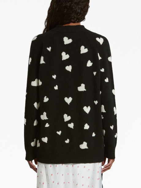 MARNI Cozy Hearts Long V-neck Cardigan for Women in Wool & Alpaca Blend Knit