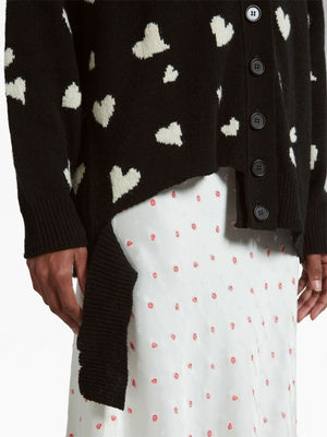 MARNI Cozy Hearts Long V-neck Cardigan for Women in Wool & Alpaca Blend Knit