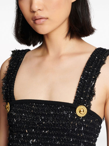 BALMAIN Elegant Black Tunic Top for Women | 2024 Fashion Season