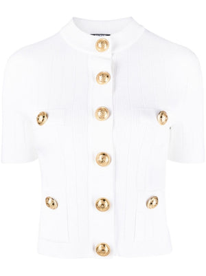 白色凸点针织开衫 - 女性时尚圈的时尚宣言