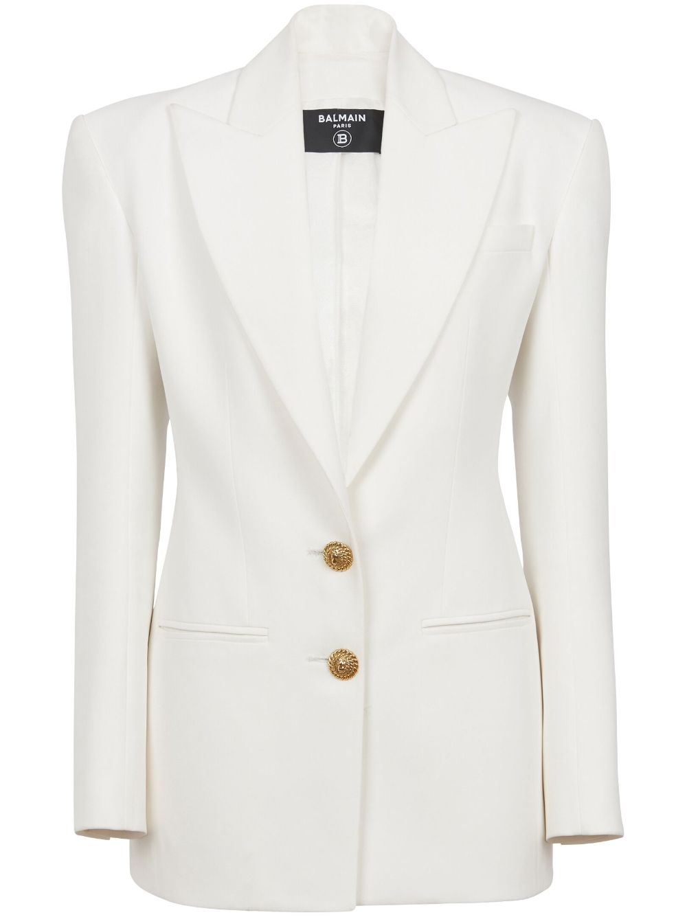 BALMAIN Structured White CreasedêPleated Single-Breasted Jacket for Women