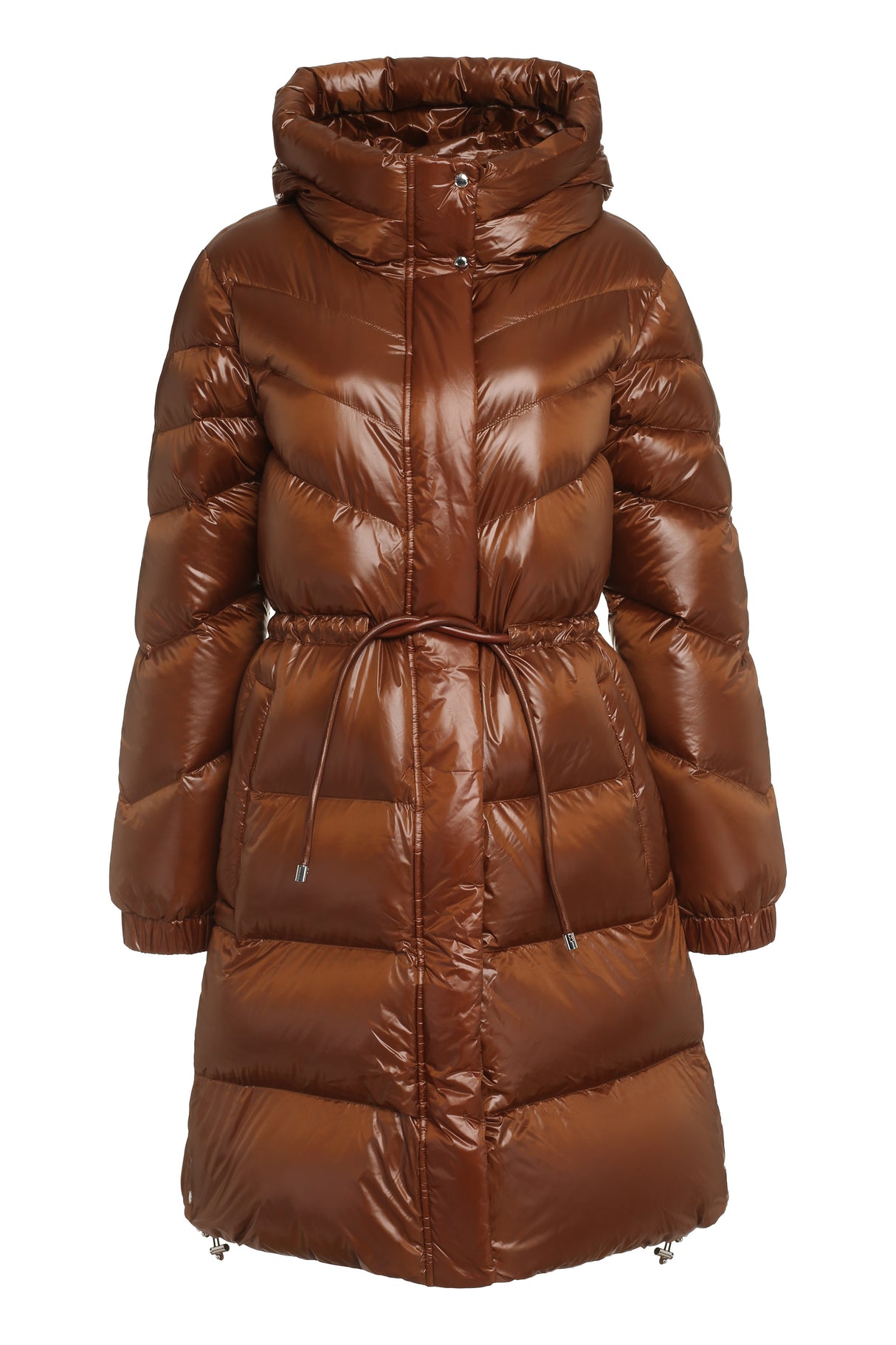 Brown Aliquippa Hooded Down Jacket for Women - FW22