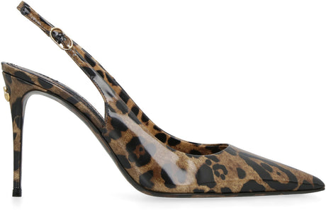 Leopard Print Pointy-Toe Slingbacks for Women - Adjustable Back Strap, Stiletto Heels, SS23