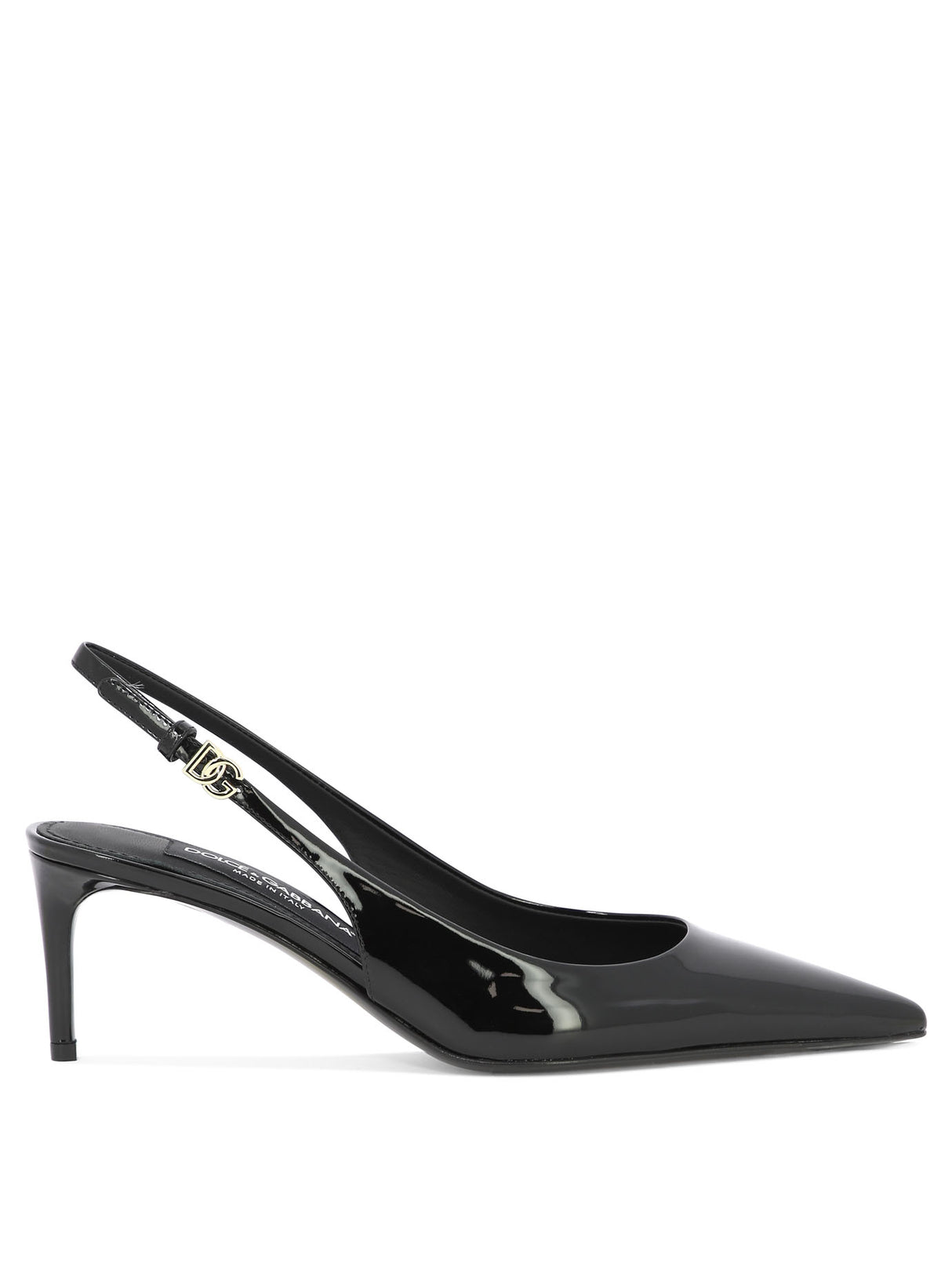 DOLCE & GABBANA Black Patent Leather Slingbacks for Women - SS24 Collection