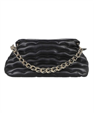 Quilted Leather Shoulder Handbag with Chain Handle and Gold-Tone Hardware
