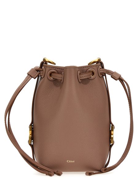 CHLOÉ Effortless Elegance: Marcie Micro Bucket Handbag in Brown Raffia
