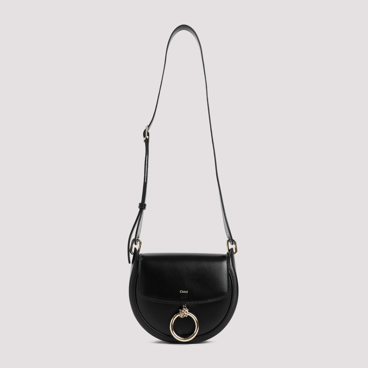CHLOÉ Small Black Arlène Leather Shoulder Bag with Silver-Tone Hardware