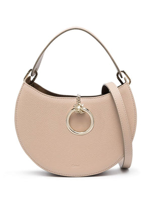 CHLOÉ Beige Leather Hobo Handbag with Front Detailing