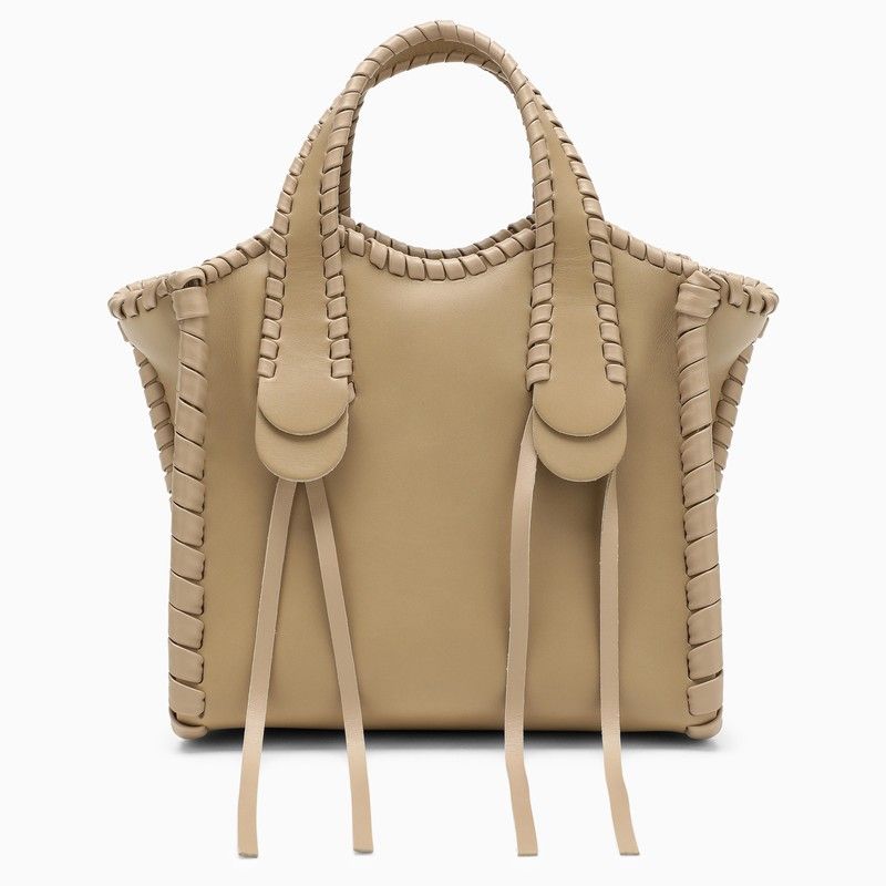 CHLOÉ Argil Tan Mini Tote Handbag in Calfskin with Leather Straps and Suede Lining