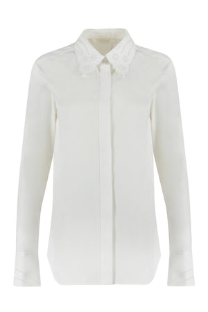刺繍付き襟とカフスのコットンポプリンシャツ - SS23 ホワイト
