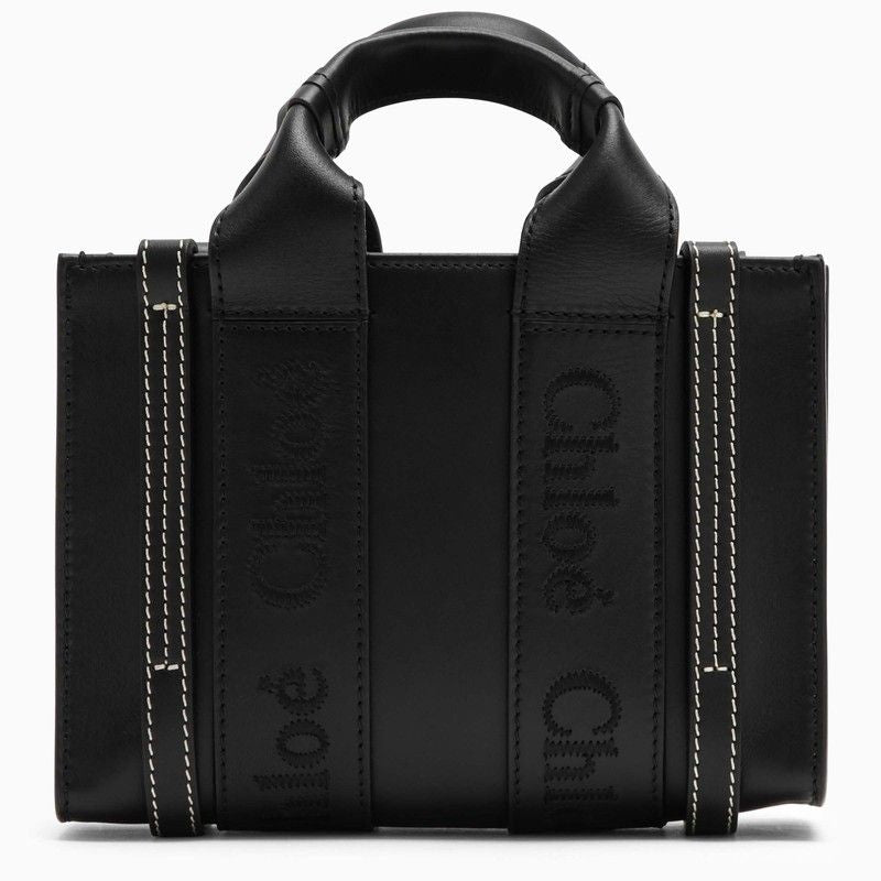 小型黑色皮質購物手提袋 – SS24 系列
